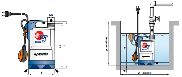 Obrazek przedstawia wymiary i wagę TOP VORTEX